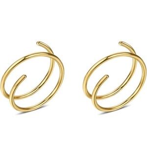 Twist Double Hoop Spiral Gold Nose Rings Set of 2 - 8mm 20 Gauge